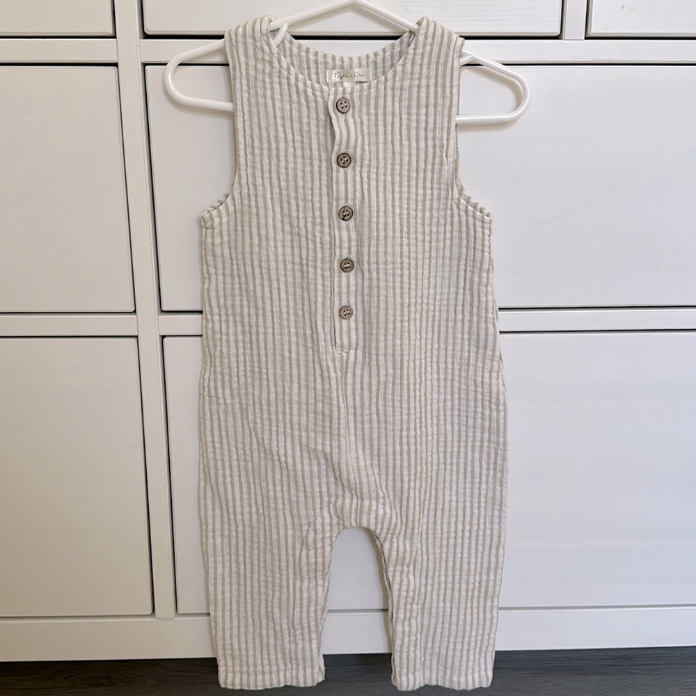 Rylee + Cru Cotton Crepe Striped Jumpsuit